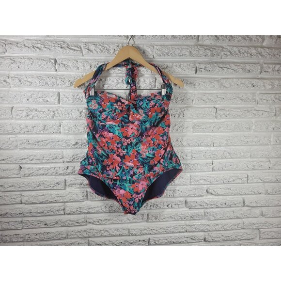 Catalina Women Swimsuit 2X 18W 20W Plus One Piece Built in Bra Halter FLO155XE - Picture 1 of 11